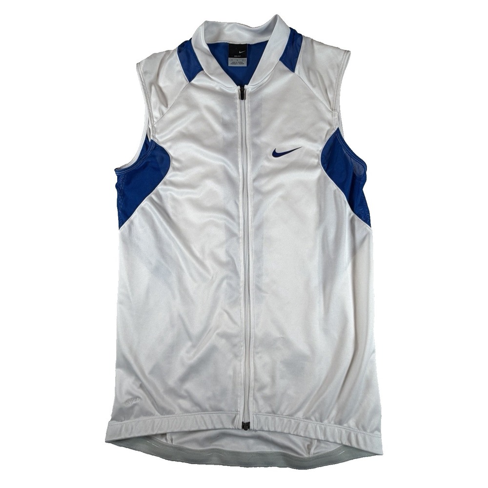 Nike Jersey Top Women's Sz M White Blue Dri Fit Two Tone Sleeveless